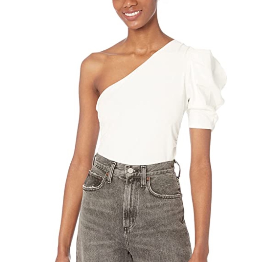Free People One-Shoulder Bodysuit, Ivory, Size Small